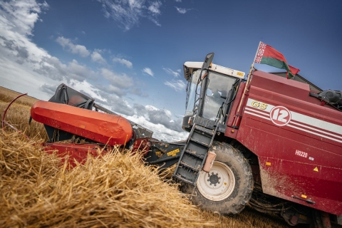 Военнослужащие внутренних войск помогают в битве за урожай в Могилевской области