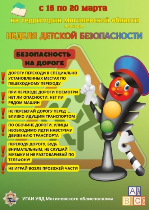 С 16 по 20 марта на территории Могилевской области проходит Неделя детской безопасности